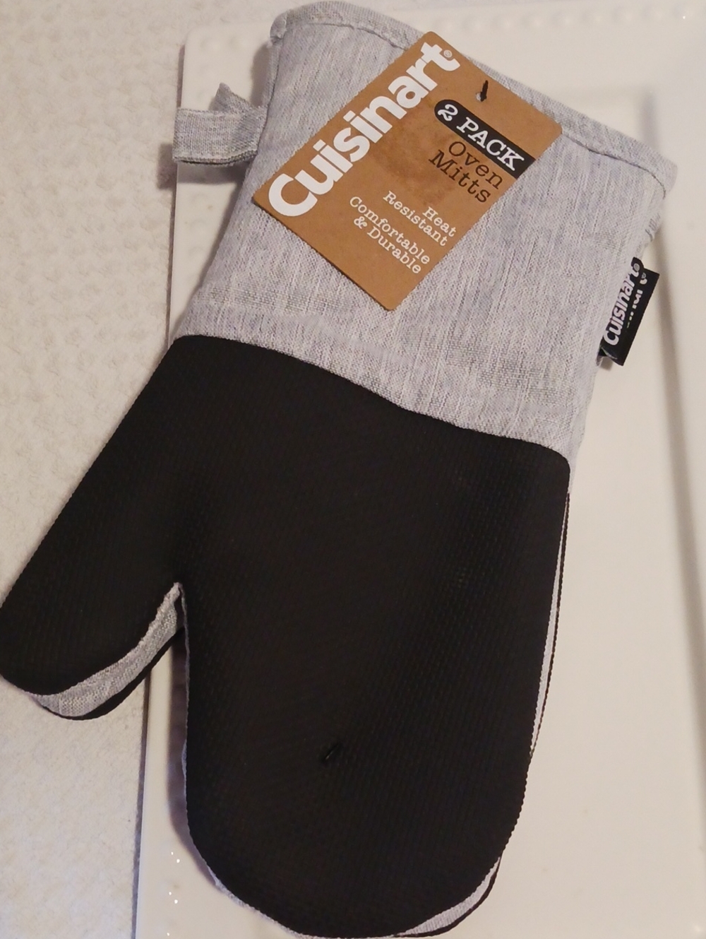 Cuisinart Gray and Black Oven Mitt - 2 Pack Heat Resistant 🎂🥨🧑🍳🌭🍰👨🍳